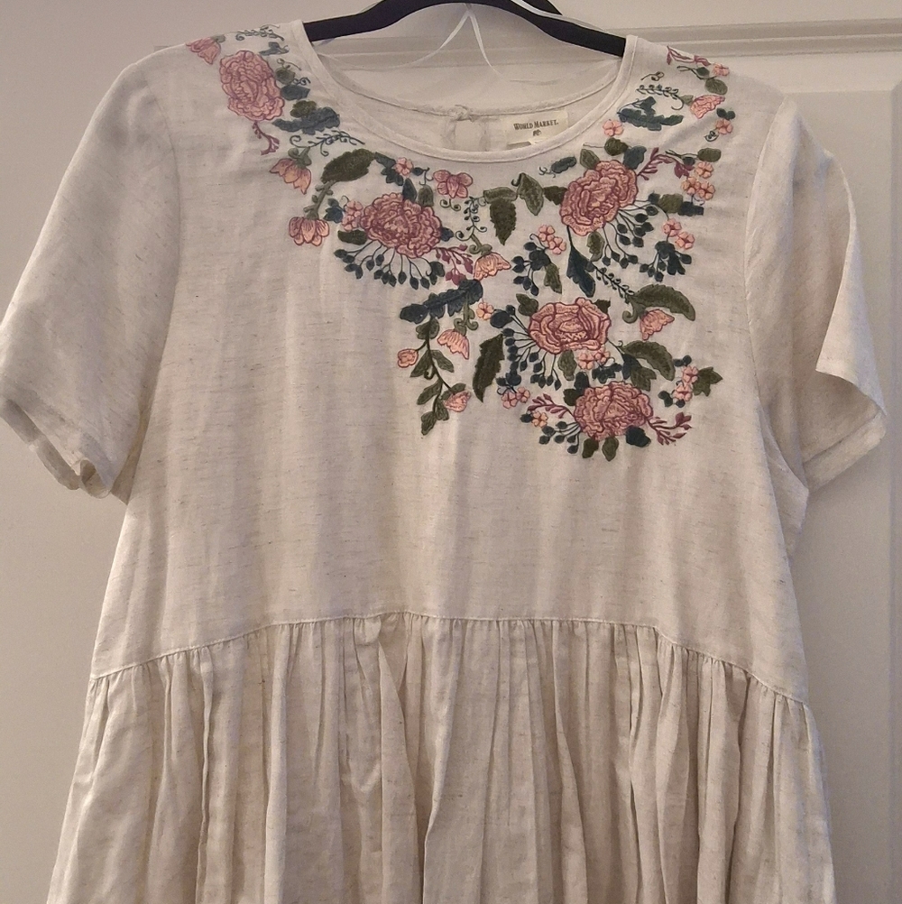 Cost Plus World Market Floral Embroidered Blouse